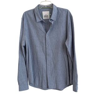 Colcci Boat Collection Mens Blue Linen Cotton Button Down Shirt GG XL EUC Luxury